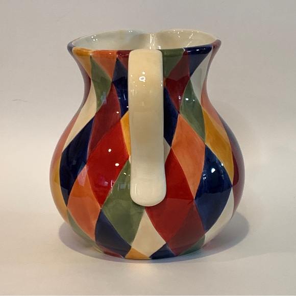Artimino Ciao Harlequin Ball Pitcher Earthenware Diamond Pattern Large 80 oz - Picture 3 of 9